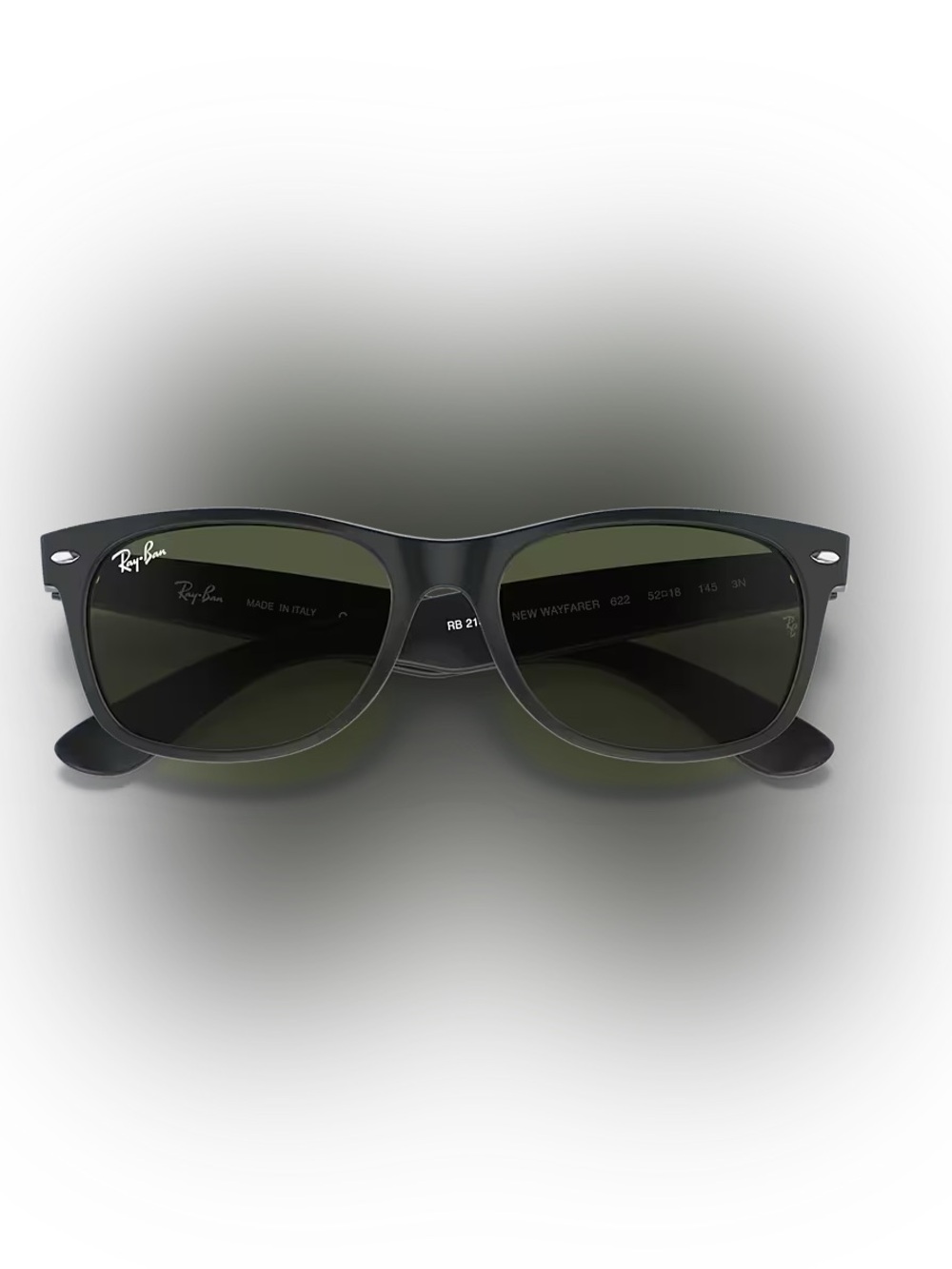 Ray-Ban Wayfarer Sunglasses — Matte Black Frame with Dark Green Lenses